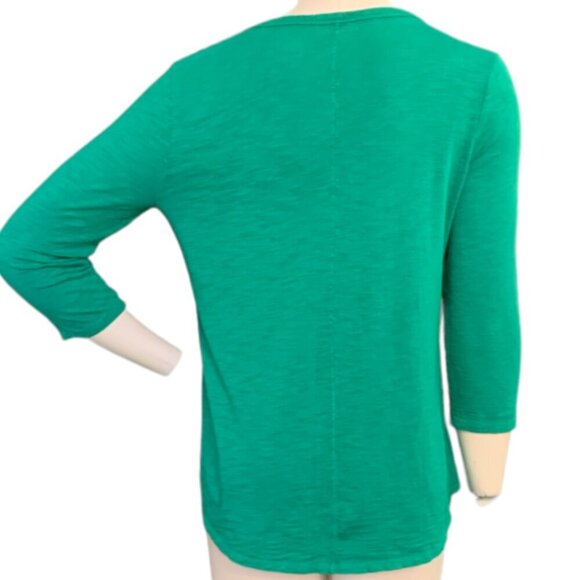 Chico's The Ultimate Tee V-Neck Green Slub Cotton Modal Sz 0 (S/4) #99P - Picture 4 of 7